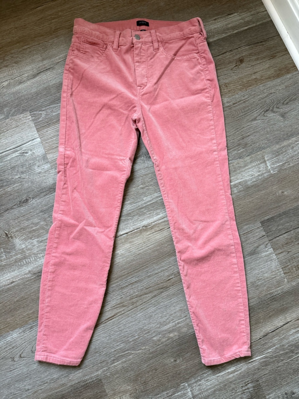 J. Crew Womens Pink Stretch Corduroy Pants Soft Skinny Leg Pants Slacks Size 28
